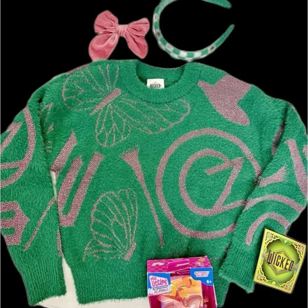 WICKED GIRLS S Sweater 4 Piece Set Bow Headband Butterfly Secrets Micro Journals